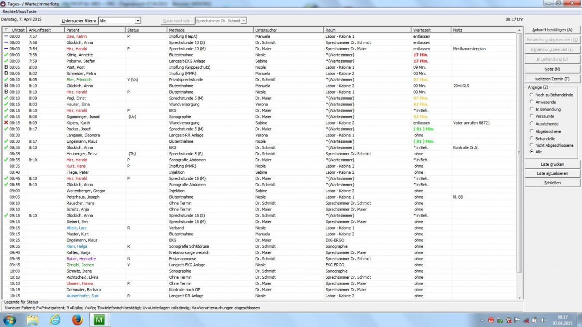 MEDorganizer Terminplaner-Software | Wartezimmerliste