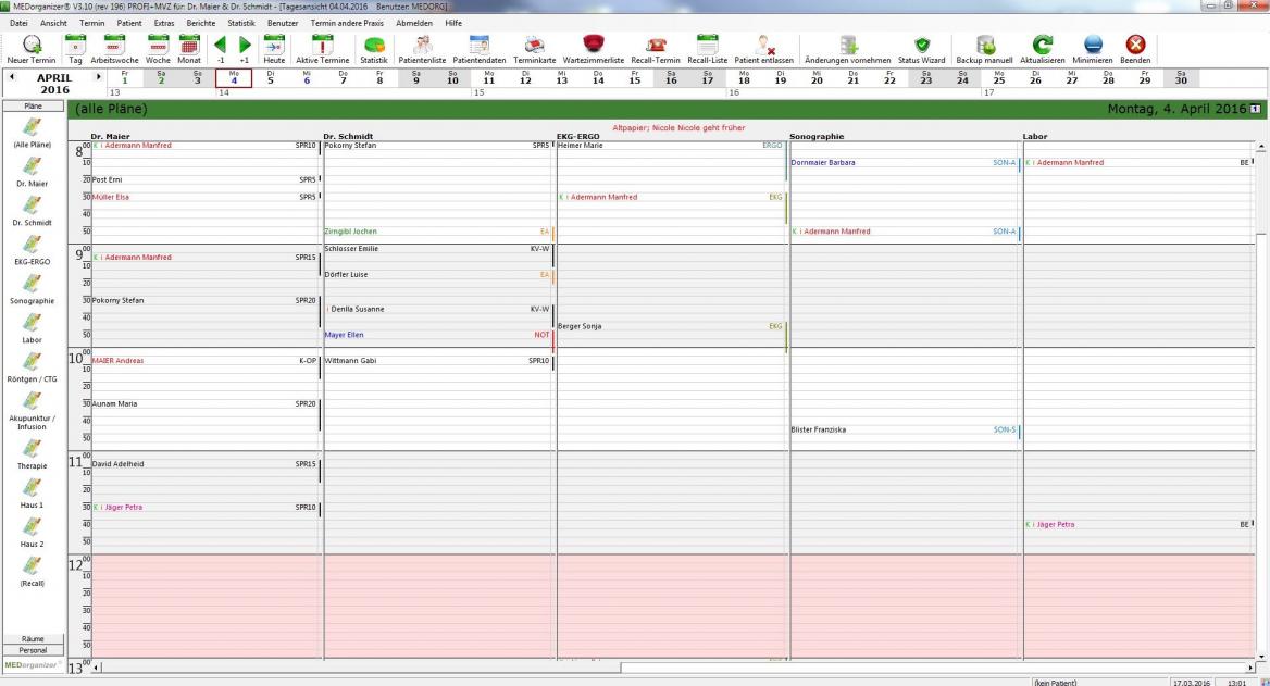 MEDorganizer Terminplaner-Software | Plandarstellung